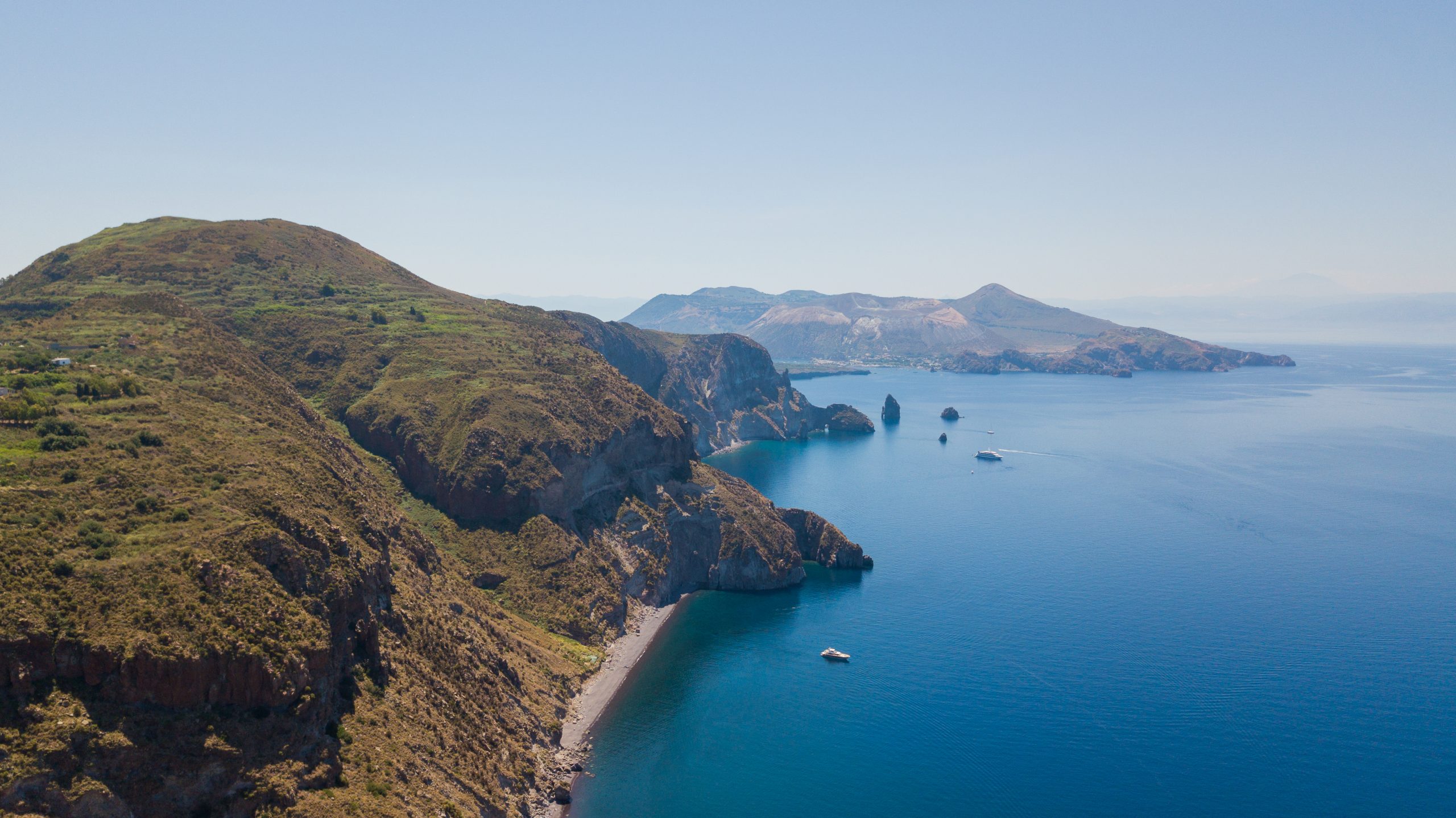 The historic harbour of Lipari in the Aeolian Islands, Italy, at golden hour